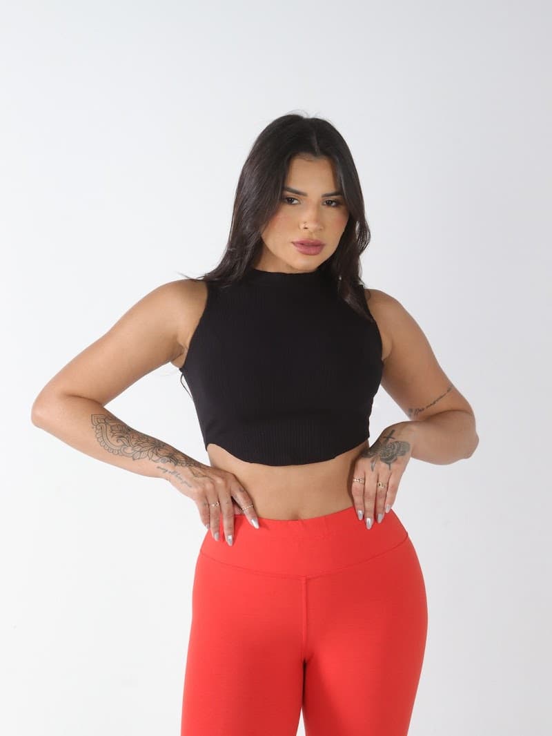 Cropped Canelado de Recortes